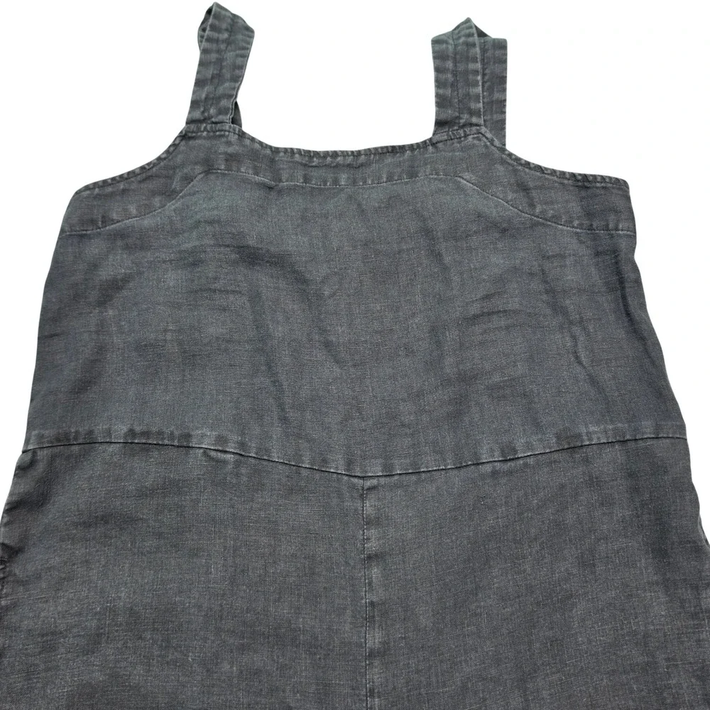 Everlane Linen Jumpsuit Womens 0P Black Excellent Wide Leg Sleeveless Cropped